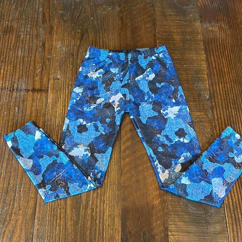Dori Creations Blue Camo Sparkle Leggings Girls 6x